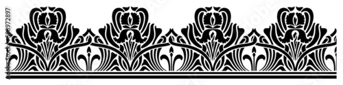 Flower ornament in art nouveau style. Sketch for stencil making and printing. Drawing an ornament on a surface. Editable vector file.