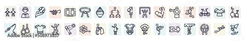 surf outline icons set. thin line icons such as body mass index, strike, belts, goalie, soccer game, gymnastic rings, powerbocking, bullfight, stem icon.