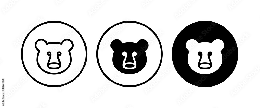 Grizzly, honey bear or polar bear head face icon button, vector, sign, symbol, logo, illustration, editable stroke, flat design style isolated on white Grizzly, honey bear or polar bear head face icon button, vector, sign, symbol, logo, illustration, editable stroke, flat design style isolated on white