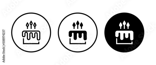birthday cake icon button, vector, sign, symbol, logo, illustration, editable stroke, flat design style isolated on white