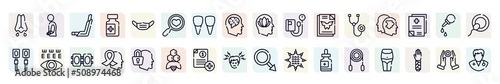 biochemistry and medicine outline icons set. thin line icons such as mucus, inhalator, health check, sphygmomanometer, psychologist, eye test, hope, medical invoice, jumping rope icon.