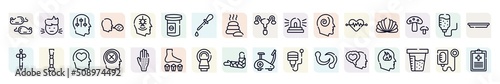 medical kit outline icons set. thin line icons such as mice, manipulation, antidepressants, ambulance lights, mollusc, prosthesis, negativity, tomography, feelings icon.