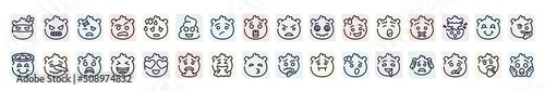 emoji outline icons set. thin line icons such as ninja emoji, injured emoji, poo hypnotized muted lying laugh vomit drool icon.
