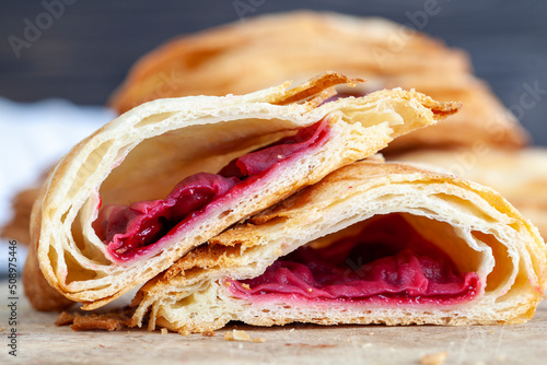 puff pastry with strawberry red filling