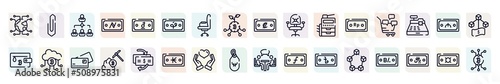 cryptocurrency outline icons set. thin line icons such as approved, fund, rewards, statement, checkbook, drawers, brilliant, anonymous, trojan icon. photo