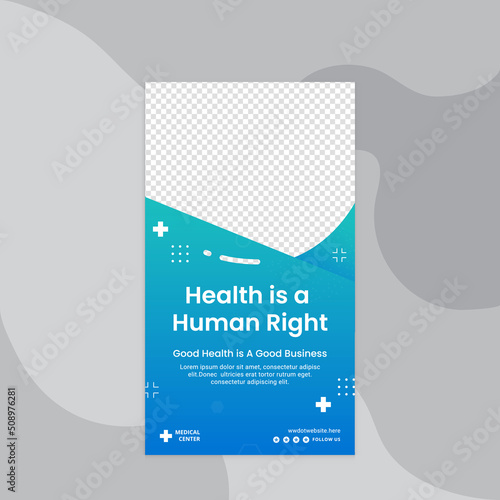 Health clinic Social media story frame set background template with simple elegant modern style. Design backgrounds for social media. Vector illustration