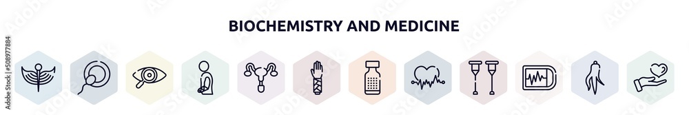 biochemistry and medicine outline icons set. thin line icons such as medical, insemination, eye exam, injury, reproductive system, splint, homeopathy, ecg, ekg monitor icon. biochemistry and medicine outline icons set. thin line icons such as medical, insemination, eye exam, injury, reproductive system, splint, homeopathy, ecg, ekg monitor icon.