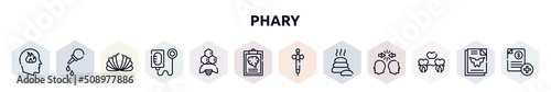 phary outline icons set. thin line icons such as emotions, pear enema, mollusc, intravenous saline drip, apitherapy, mental checklist, anesthesia, lithotherapie, denture icon.