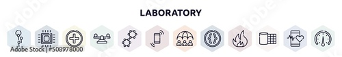laboratory outline icons set. thin line icons such as fertility, microprocessor, hospital, balancer, nano technology, shake, life insurance, parentheses, gauze icon.