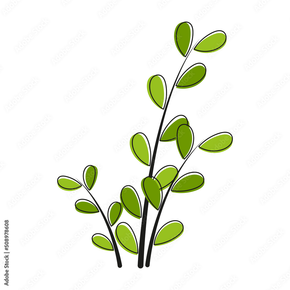 Leaves Flower Icon Clip Art Outline with Green Color Vector Animated Illustration Design Image