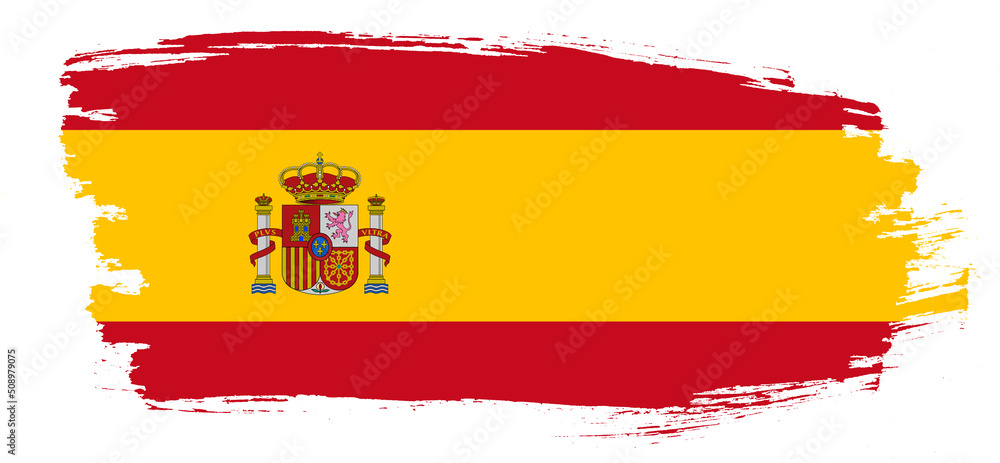 Flag of Spain applied by brush stroke with uneven edges, clipart ...