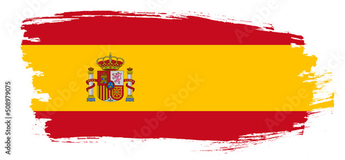  Flag of Spain. National symbol of Spain. Brush stroke.