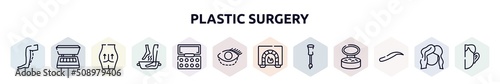 plastic surgery outline icons set. thin line icons such as calf, eye shadow, null, soak, eyeshadow, blepharoplasty, burner, nail brush, eyebrows icon.