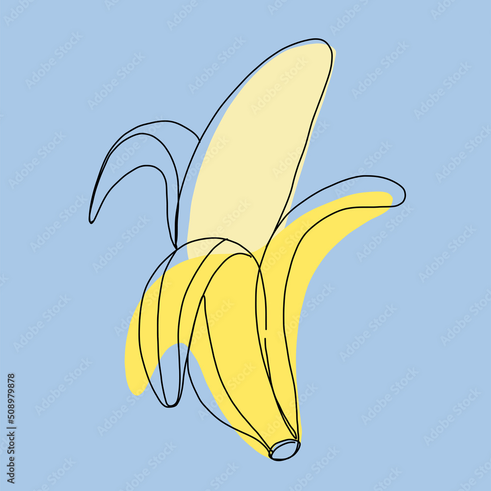 Simplicity banana fruit freehand continuous line drawing flat design. Simplicity banana fruit freehand continuous line drawing flat design.