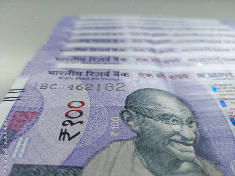 100 rupee Indian currency note. One hundred rupee note. Stock Photo | Adobe  Stock