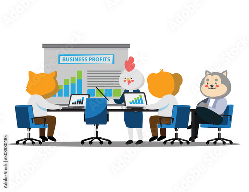 Business People Having Board Meeting,Vector illustration cartoon character.