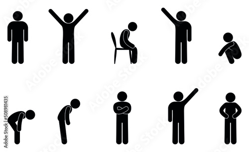 people isolated vector silhouettes, icon man, stickman set