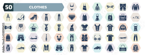 Foto set of 50 filled clothes icons
