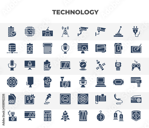 Foto filled technology icons set
