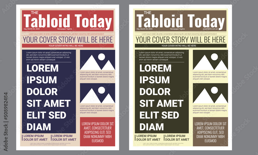 Newspaper layout design, newsletter, Tabloid front page design, Tabloid cover, A3 Tabloid design, Magazine cover design - obrazy, fototapety, plakaty 