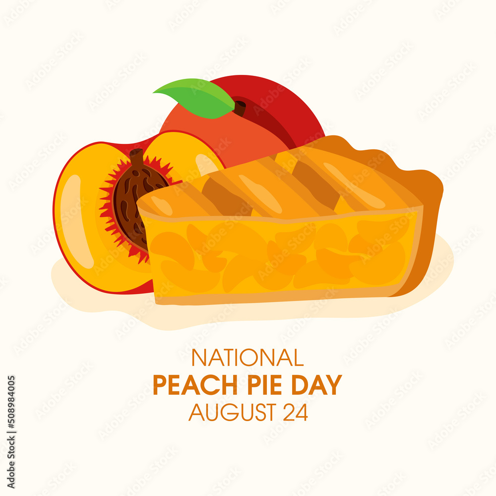 National Peach Pie Day vector. Slice of peach cake icon vector. Fruit