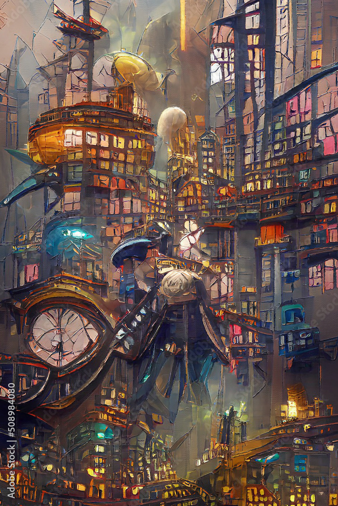 steampunk style fantasy distopia abstract digital art Stock Illustration |  Adobe Stock