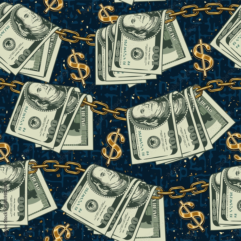 Vektorová grafika „Money colorful seamless pattern in vintage style ...