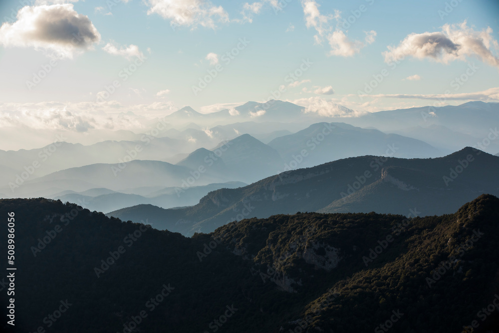 Sunset in Mare De Deu Del Mont peak, La Garrotxa, Spain Sunset in Mare De Deu Del Mont peak, La Garrotxa, Spain