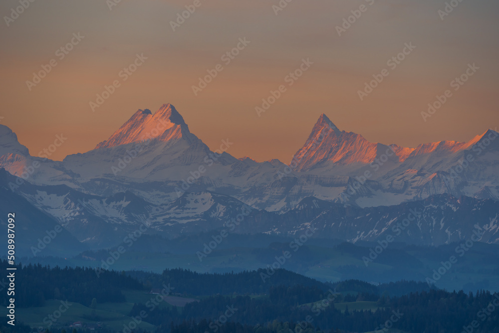 sunrise in the swiss mountains emmental valley 