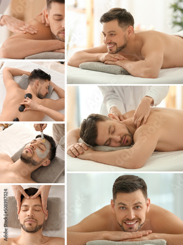 Collage with handsome man i...