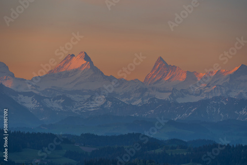 sunrise in the swiss mountains emmental valley 