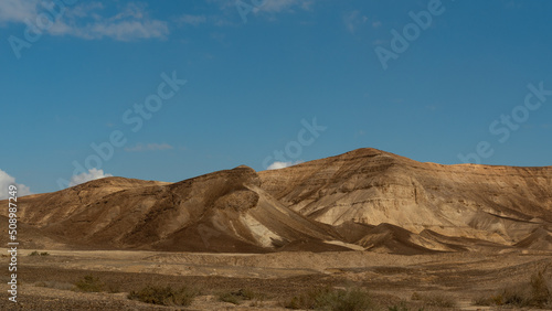 Panorama of the beautiful landscape of the Negev Desert in southern Israel 