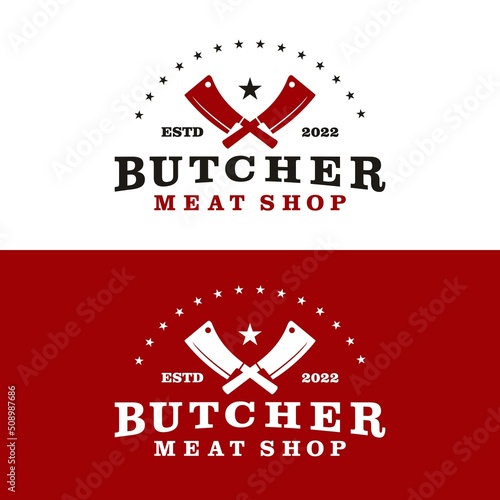 Steak house logo design simple vector