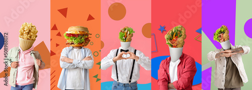 Set of people with tasty fa...