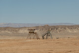 Two guard towers standing in the Negev Desert in southern Israel