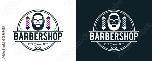 Barbershop logo design. Vintage lettering illustration inspiration