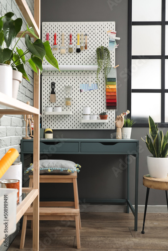 Decorator's workplace with ...