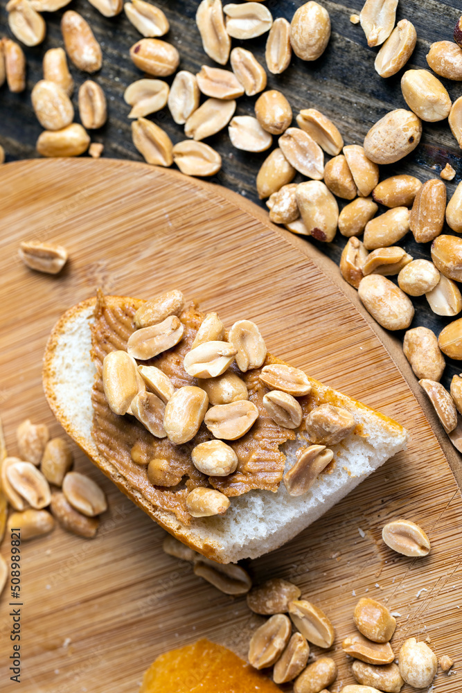 wheat fresh baguette and peanut paste wheat fresh baguette and peanut paste