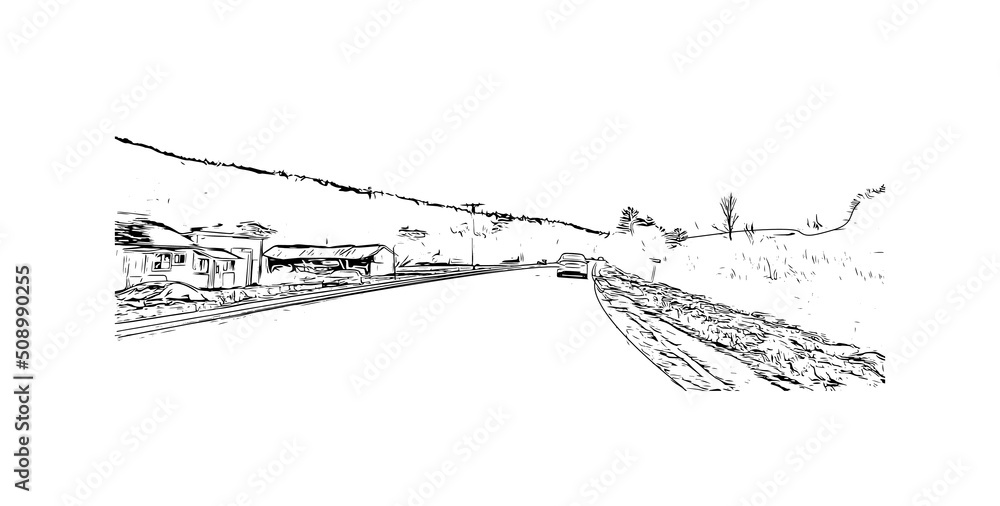 Fototapeta premium Building view with landmark of Montpelier is the city in Vermont. Hand drawn sketch illustration in vector.