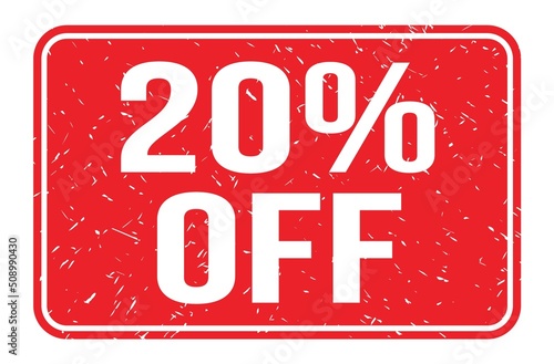 20% OFF, words on red rectangle stamp sign