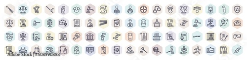 set of law and justice web icons in outline style Fototapete