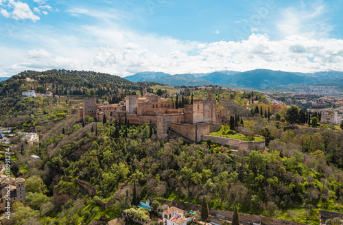 Aerial View of the Alhambra in Granada, Spain