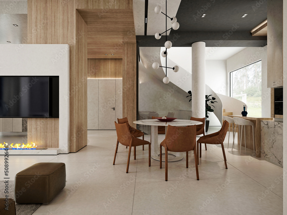 Fototapeta premium 3d render of modern living room