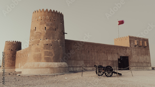 Fényképezés historic Fort Zubarah (Al Zubara) in North East of the deserts of Qatar on the edge of the Persian gulf