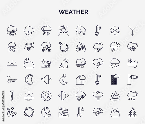 Fotografie, Tablou set of weather web icons in outline style