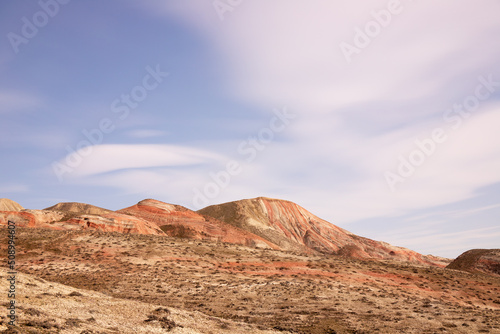 Beautiful red mountains of Khizi. Azerbaijan.