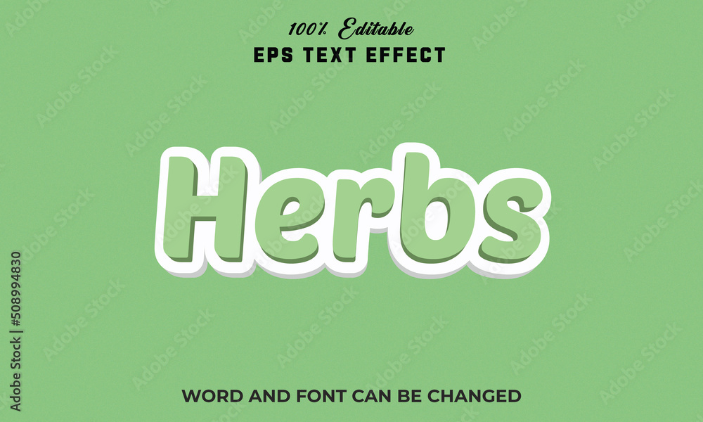 Herbs Editable 3d text Effect Style Premium,