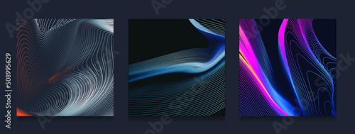 Line swirl hipster color. Summer music festival set for poster, cover, banner. Abstract relief future shapes. Modern 3d technology wavy lines. Art graphics sound vector illustration photo