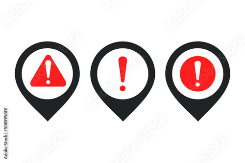Pin location warning symbol. Vector illustration