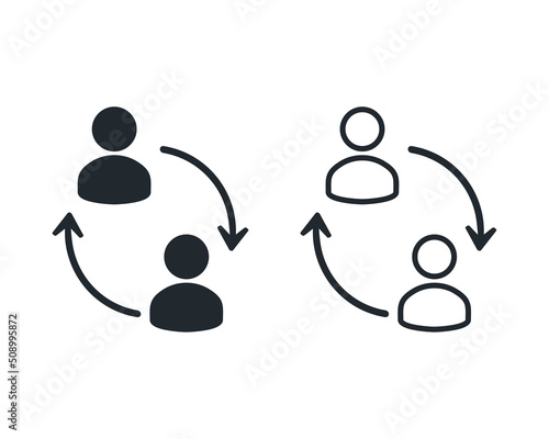 Replace sign. Person exchange, switch icon. Vector Illustration